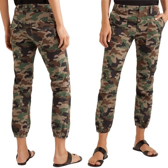 Nili Lotan Cropped French Military Pants Camo Camel Stretch Twill Cotton Size 2 - Picture 3 of 12